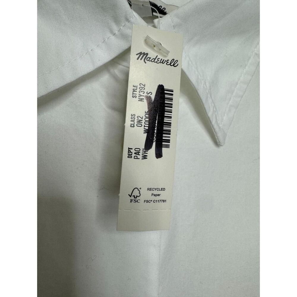 Madewell Small Easy Shirt White Cotton Poplin Button Front Relaxed Pocket NWT - Picture 4 of 8